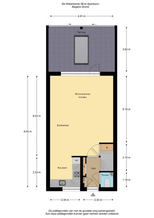 Floorplan - De Waterkamer 96, 7325 HX Apeldoorn